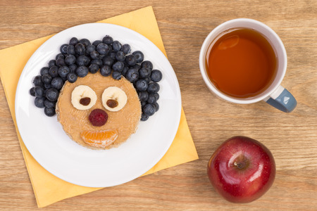 Sandwich for kids in a shape of a funny faceの写真素材