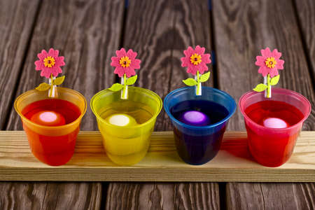 Dyeing easter eggsの写真素材