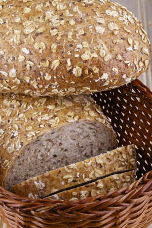 Five grain breads in a basket    