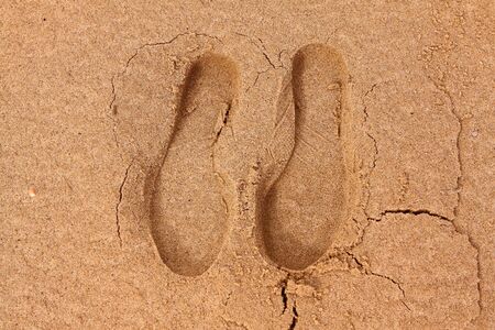 Footprint, sole of a shoe on the sand