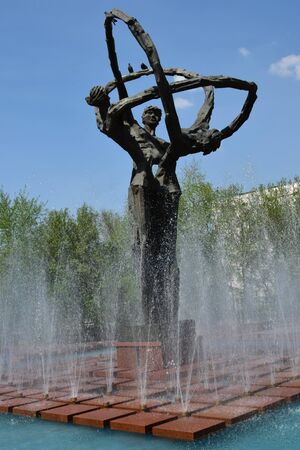 Street sculpture in Astana, capital of Kazakhstanのeditorial素材