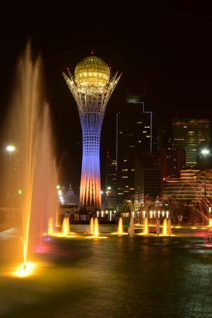 View of the BAITEREK tower in Astana, capital of Kazakhstanのeditorial素材