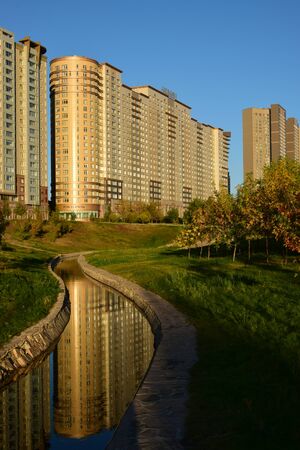 Modern residential building in Astana, capital of Kazakhstanのeditorial素材
