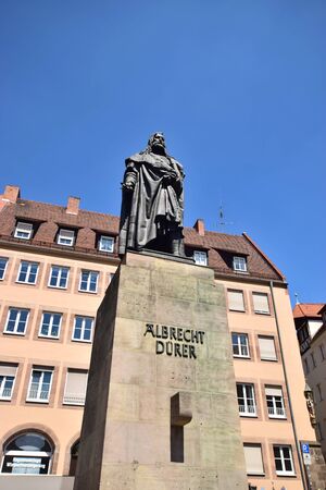 Monument to the Renaissance artist Albrecht DÃ¼rer in the city of Nuremberg, Bavaria, Germanyのeditorial素材