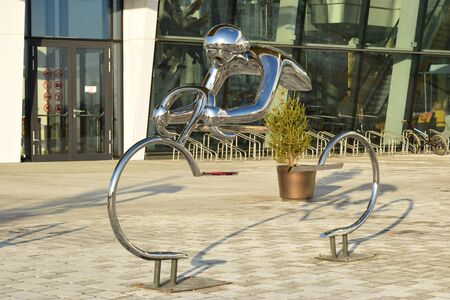 Astana, capital of Kazakhstan - Street sculpture featuring a cyclistのeditorial素材