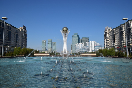 View of the BAITEREK tower in Astana, capital of Kazakhstanのeditorial素材