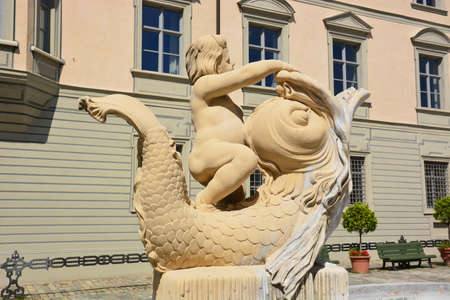 Sculpture of a mermaid in the courtyard of the palaceの写真素材