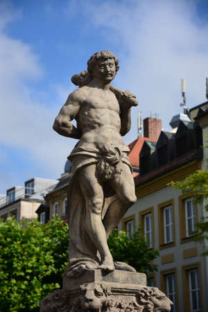 Statue of David in the center of the city of Wroclaw, Polandの写真素材