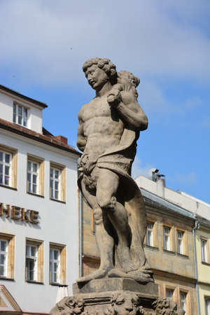 Statue in the center of Karlovy Vary, Czech Republicの写真素材
