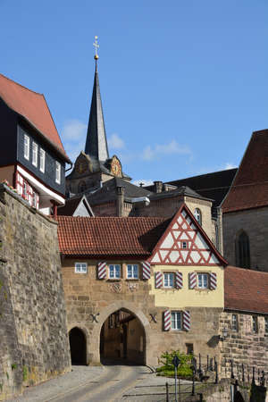 City gate in the old town of Dinkelsbuhl, Germanyの写真素材