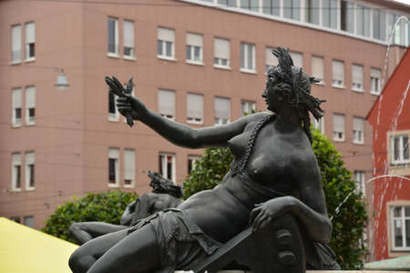 Statue of Neptune in Ljubljana, Slovenia.の写真素材