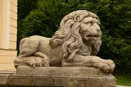 Lion statue in the park in Saint-Petersburg, Russiaの写真素材