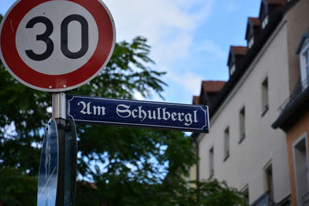 A street sign with the number 30.の写真素材