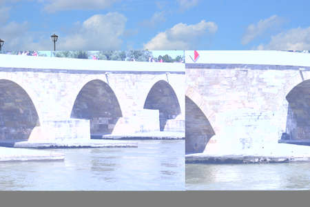 Roman bridge over the Guadalquivir river in Sevilleの写真素材