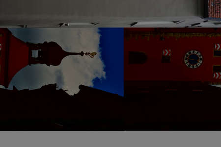 Fragment of the facade of a building in the center of the city.の写真素材