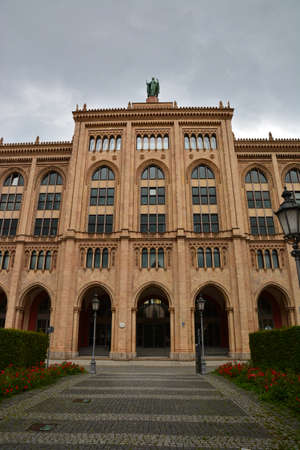 Facade of the Bavarian State Museum in Munich, Germany.の写真素材