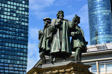 Bronze statue on the Bank of London.の写真素材
