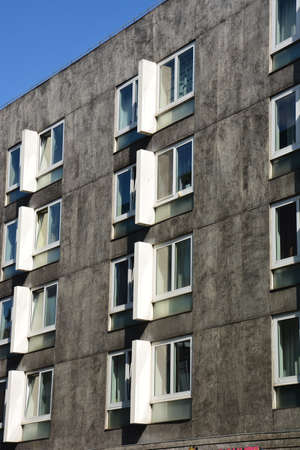 Modern apartment buildings in Berlin, Germany. Facade of a modern apartment building.の写真素材