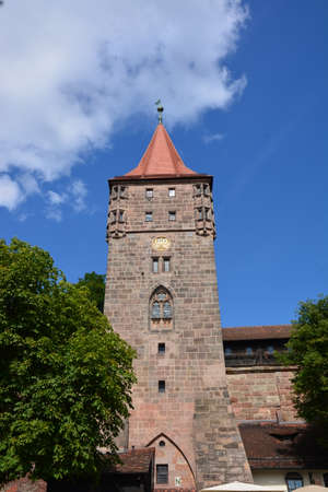 Tower of the Old Town Hall in Rothenburg ob der Tauber, Germanyの写真素材