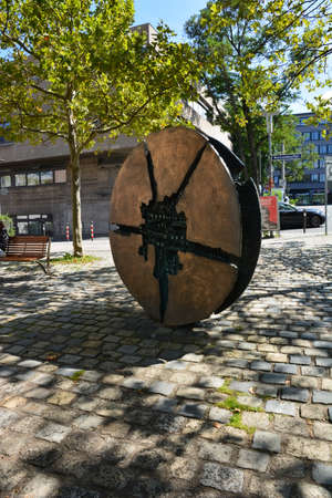 A large round clock on the streets of Copenhagen.の写真素材