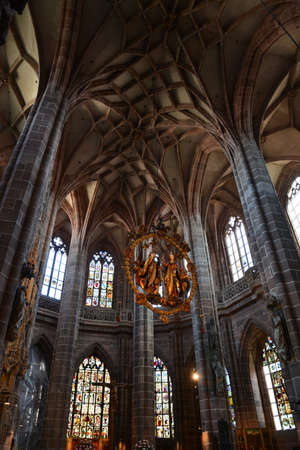 Interior view of St. Vitus Cathedral in Prague, Czech Republicの写真素材