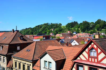 Panoramic view of the city of Heidelberg, Germanyの写真素材