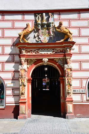 View of the main entrance to the Sibiu Castle.の写真素材