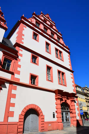 Historic buildings in the old town of Freiburg, Germanyの写真素材
