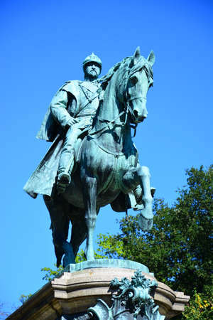 Statue of Charles IV in the center of Prague, Czech Republicの写真素材