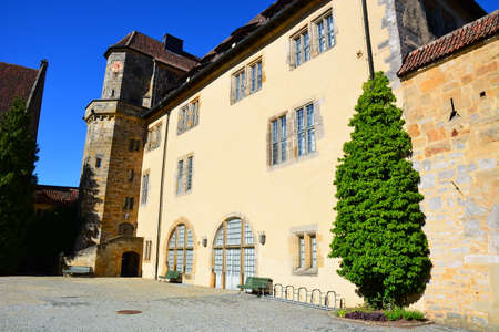 Courtyard of the medieval castle in the old town of Vannes, Franceの写真素材