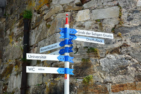 Signpost in the old town of Rovinj, Croatiaの写真素材