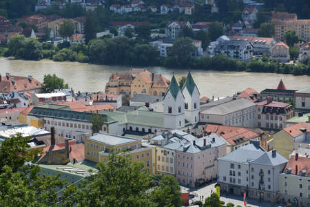 Panoramic view of the city of Heidelberg, Germanyの写真素材