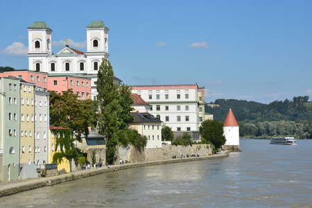 View of the Danube River in Bratislava, Slovakiaの写真素材