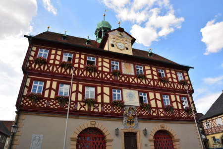 Historic buildings in the old town of Heidelberg, Germanyの写真素材