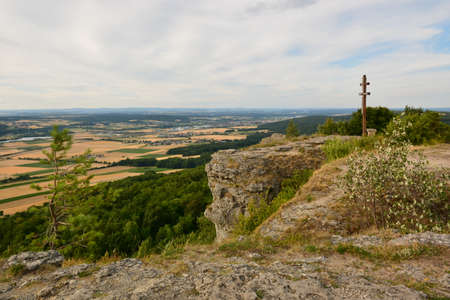 Panoramic view of the valley from the top of the mountain.の写真素材