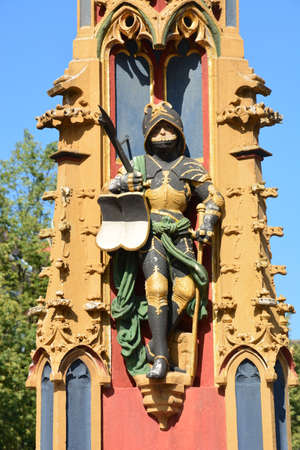 Statue of a medieval knight on the facade of St. Peter's Church in Gdansk, Polandの写真素材