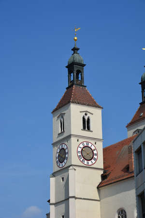 Clock tower in the old town of Zell am See, Austriaの写真素材