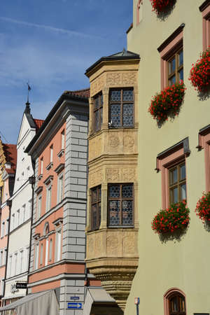 Historical buildings in the old town of Heidelberg, Germanyの写真素材