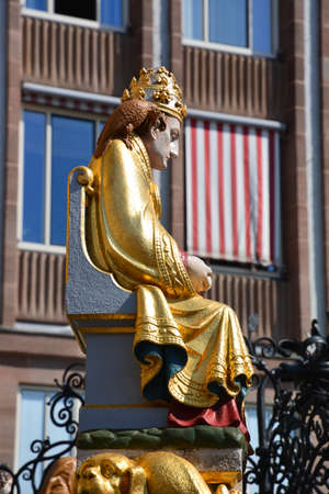 The statue of the Virgin Mary in the city of Amsterdam, Netherlandsの写真素材