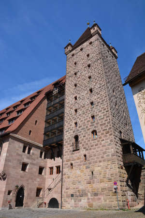 Historic buildings in the old town of Nuremberg, Germanyの写真素材