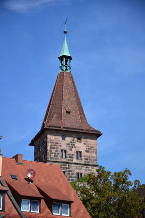 Tower of the old town hall in Nuremberg, Germanyの写真素材