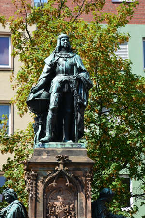 Statue of Charles IV in the Old Town of Prague, Czech Republicの写真素材