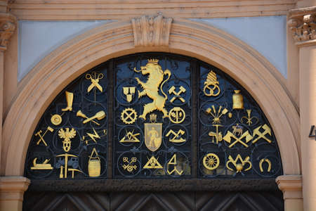 Detail of the facade of the cathedral of Santiago de Compostela.の写真素材