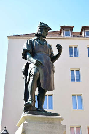 Statue of the famous Polish poet Janusz Wawel in Krakowの写真素材