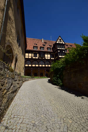Historical buildings in the old town of Schmalkalden, Germanyの写真素材