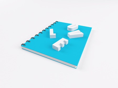 blue diary with  3d love textの写真素材
