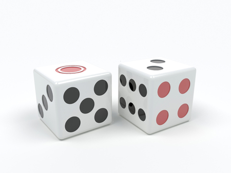 two dices on white backgroundの写真素材