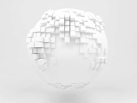 3d world map with blue sea and white towers の写真素材