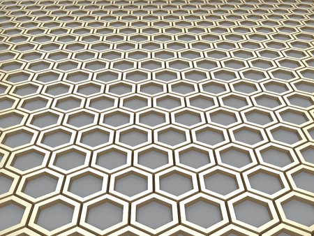 3d Render of an Abstract metal Hexagonal Backgroundの写真素材