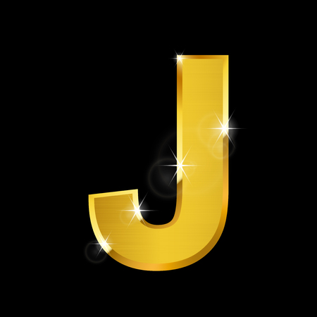 hairline gold alphabet on blackのイラスト素材